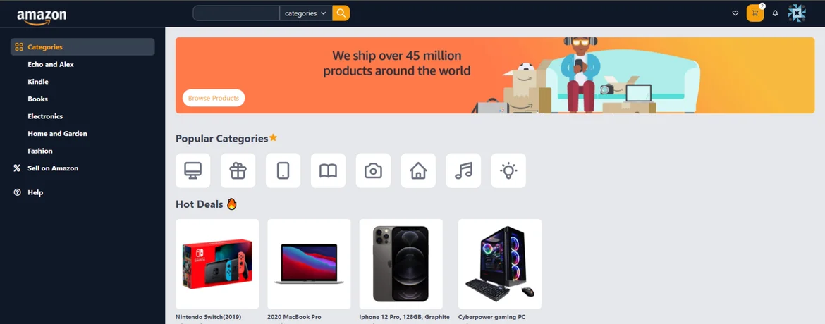 Amazon storefront clone preview