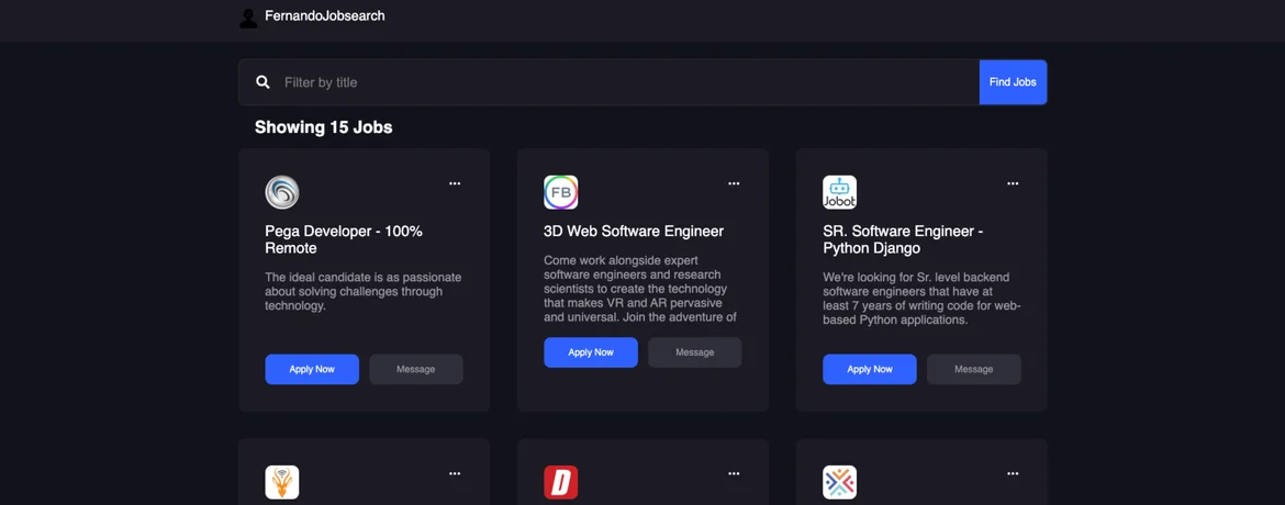 Job search application preview