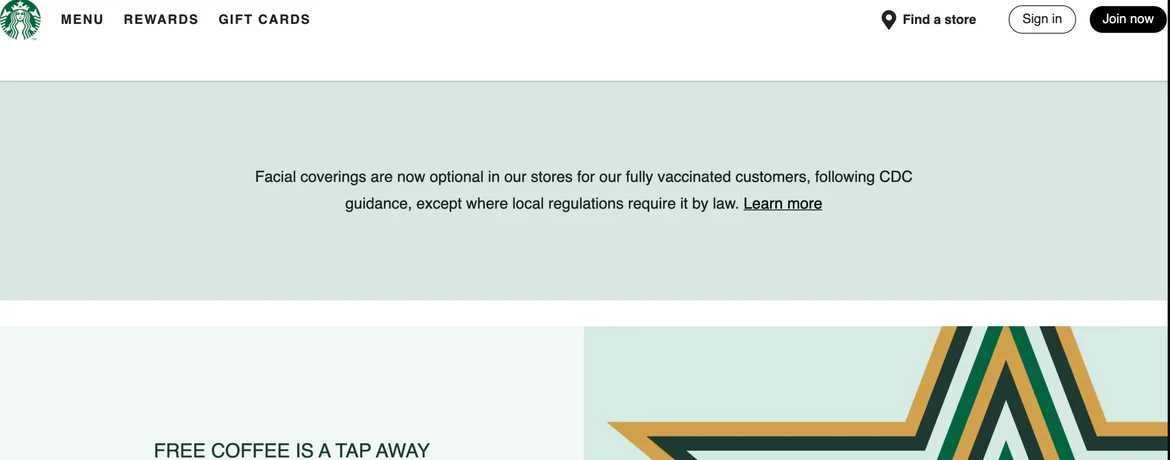 Starbucks website clone preview